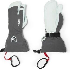 Hestra Men's Leather Heli Ski 3-Finger Green Gloves